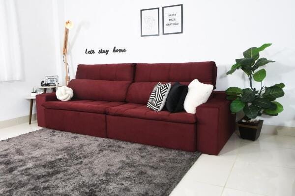 Sofá Connect com Pillow Veludo Bordô 5 Lugares 2.90M Retrátil e Reclinável - 8