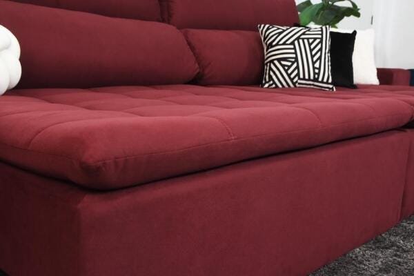 Sofá Connect com Pillow Veludo Bordô 5 Lugares 2.90M Retrátil e Reclinável - 7