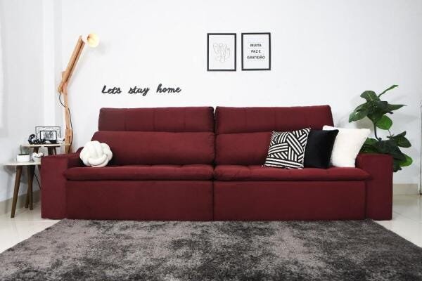 Sofá Connect com Pillow Veludo Bordô 5 Lugares 2.90M Retrátil e Reclinável - 9