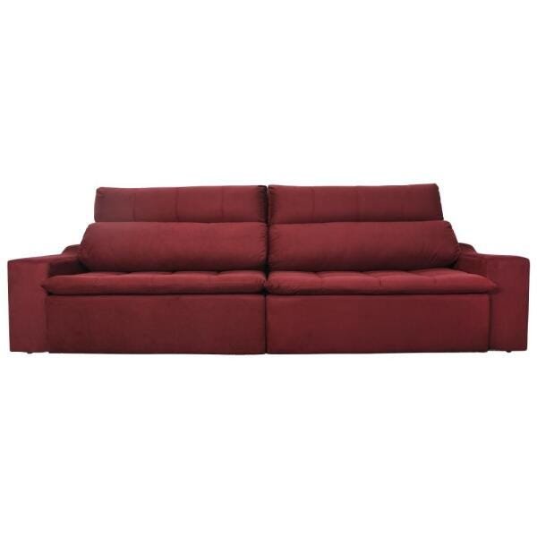 Sofá Connect com Pillow Veludo Bordô 5 Lugares 2.90M Retrátil e Reclinável - 3