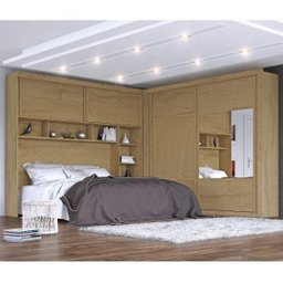 Guarda-Roupa Casal com Cabeceira e Mesa de Apoio 4 Gavetas 3 Peças Firenze Móveis Europa - 3 Guarda-Roupa Casal com Cabeceira e Mesa de Apoio 4 Gavetas 3 Peças Firenze Móveis Europa - 3