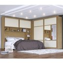 Ver imagem 2 de Guarda-Roupa Casal com Cabeceira e Mesa de Apoio 4 Gavetas 3 Peças Firenze Móveis Europa