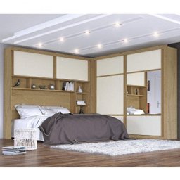 Guarda-Roupa Casal com Cabeceira e Mesa de Apoio 4 Gavetas 3 Peças Firenze Móveis Europa - 2 Guarda-Roupa Casal com Cabeceira e Mesa de Apoio 4 Gavetas 3 Peças Firenze Móveis Europa - 2