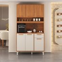 Ver imagem 1 de Cozinha Compacta 6 Portas 1 Gaveta 110cm com Nicho Itaflriz Itatiaia Marrom/Cinamomo/Off White