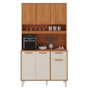 Ver imagem 2 de Cozinha Compacta 6 Portas 1 Gaveta 110cm com Nicho Itaflriz Itatiaia Marrom/Cinamomo/Off White