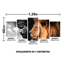 Quadro Decorativo Leão Judá Coroa de Espinhos Moldura Branca - 1