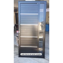 Porta Alumínio Lambril Simples 210x80 com Vidro - 2