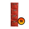 3 Vasos Parede Jardim Vertical Feltro 4 Plantas Vermelho - 1