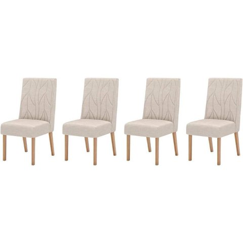 Kit 4 Cadeiras Sala Jantar Eloá 4 Un Nature/suede Light Linho - Henn