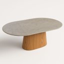 Ver imagem 1 de Mesa de Jantar Oblongo 180x100 Cm Freijó Tampo Mármore Branco Extra