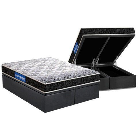 Cama Box Baú King: Colchão Molas Ensacadas Probel D23 Guarda Costas Super Resistente + Base Crc