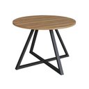 Ver imagem 2 de Mesa Jantar Redonda Industrial 4 Lugares 110cm C/ Pés em Aço Cor:nogal com Preto