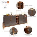 Ver imagem 3 de Buffet Aparador 190cm 4 Portas com Adega Lizz - 6 Cores:cinza/cedro