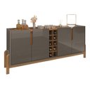 Ver imagem 2 de Buffet Aparador 190cm 4 Portas com Adega Lizz - 6 Cores:cinza/cedro