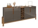 Ver imagem 2 de Buffet Aparador 190cm 4 Portas com Adega Lizz - 6 Cores:cinza/cedro