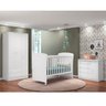 Quarto de Bebê Doce Sonho Berço 2484, Roupeiro 2617 e Cômoda 2561 Branco com Rodízio - 1