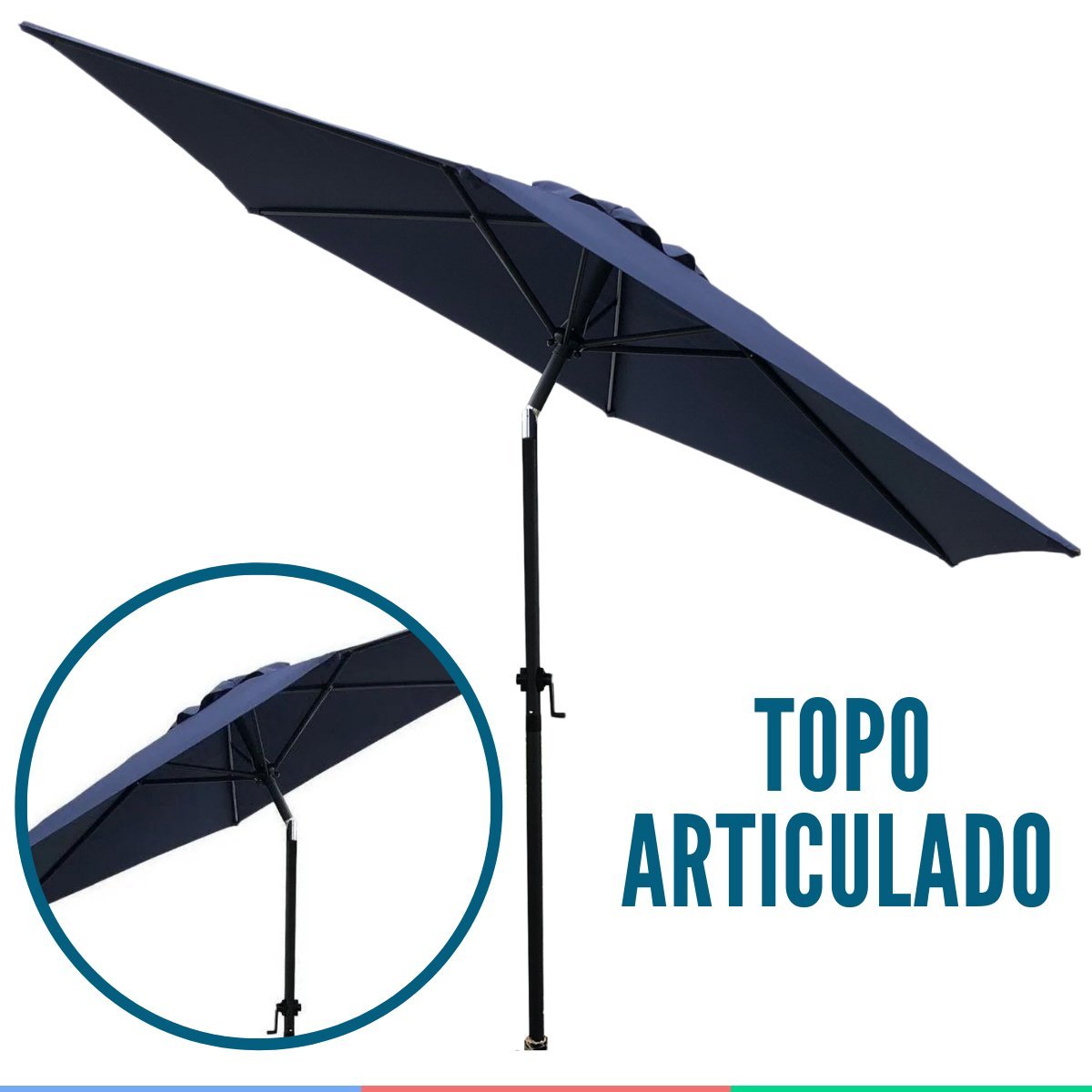 Ombrelone Guarda Sol Manivela Articulado Central 2,7m com Proteção Uv Área Externa Piscina Importway - 9