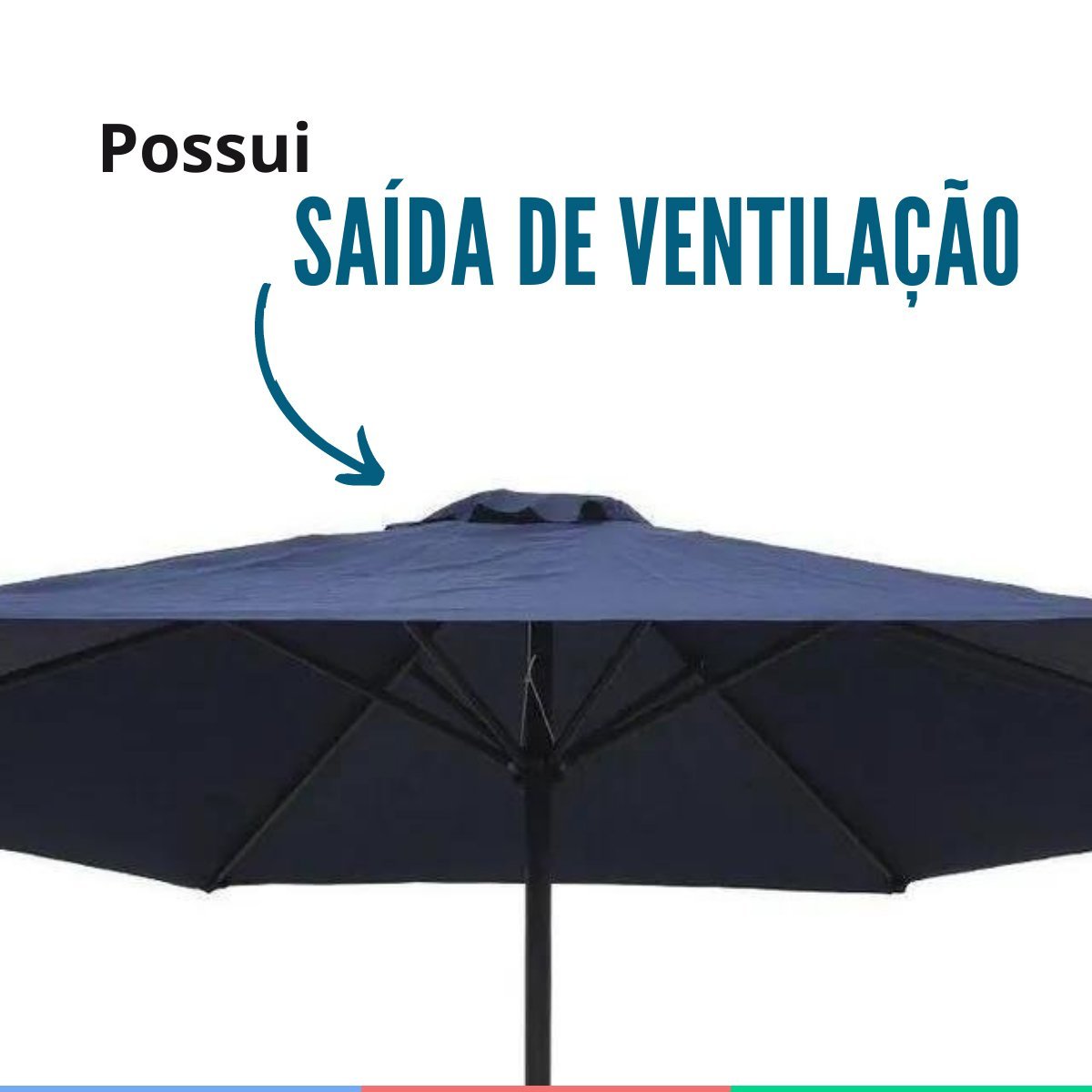 Ombrelone Guarda Sol Manivela Articulado Central 2,7m com Proteção Uv Área Externa Piscina Importway - 6