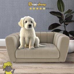 Caminha Casinha para Cachorro Gato Pet Mini Poltrona Lola Veludo Bege - Loja Sheep Sheep Estofados - 4
