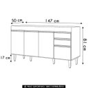 Ver imagem 4 de Balcão de Cozinha para Pia 150cm 4 Portas sem Tampo Marrocos Cinza Claro - Lumil