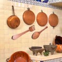 Ver imagem 3 de Garfo e Colher Decorativo Madeira Maciça Envernizados 70cm