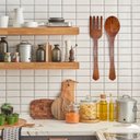 Ver imagem 4 de Garfo e Colher Decorativo Madeira Maciça Envernizados 70cm