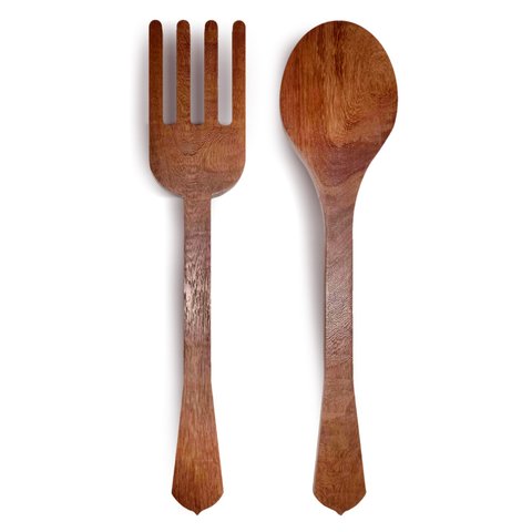 Garfo e Colher Decorativo Madeira Maciça Envernizados 70cm