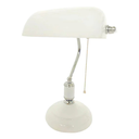 Ver imagem 1 de Luminaria de Mesa Inglesa Metal Branco e Cromado Vidro Branco A38xl26cm 1xe27 Gmh Trade