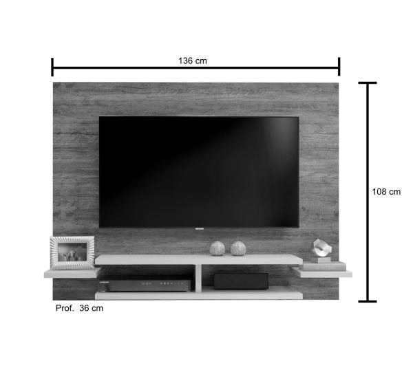 Painel para TV Vitória para TV até 55 Polegadas Mavaular Damasco Soft/Off White - 2