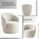 Ver imagem 2 de Poltrona Giratória Orgânica Decorativa Capri Bouclé Suave Design Redondo Luxo P/ Leitura Sala Quarto