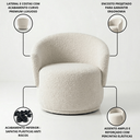 Ver imagem 5 de Poltrona Giratória Orgânica Decorativa Capri Bouclé Suave Design Redondo Luxo P/ Leitura Sala Quarto