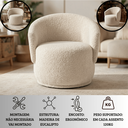 Ver imagem 4 de Poltrona Giratória Orgânica Decorativa Capri Bouclé Suave Design Redondo Luxo P/ Leitura Sala Quarto