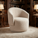 Ver imagem 1 de Poltrona Giratória Orgânica Decorativa Capri Bouclé Suave Design Redondo Luxo P/ Leitura Sala Quarto