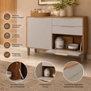 Ver imagem 4 de Balcao 120cm 2 Portas 2 Gavetas Divina Freijó Off White MGM Moveis
