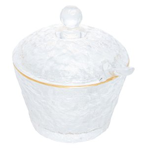 Açucareiro de Cristal Ecologico Fio de Ouro C/ Colher e Tampa Petra 10cm - Lyor