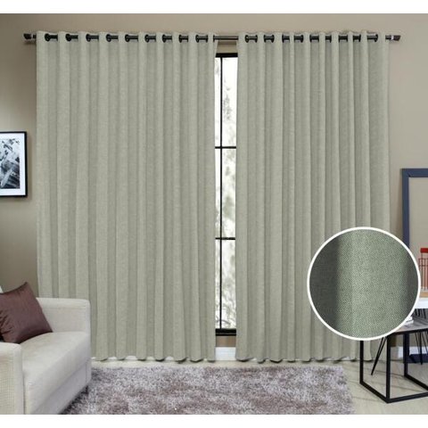 Cortina Tecido Rustico 3,00M x 2,40M Semi Blackout Verde Oliva