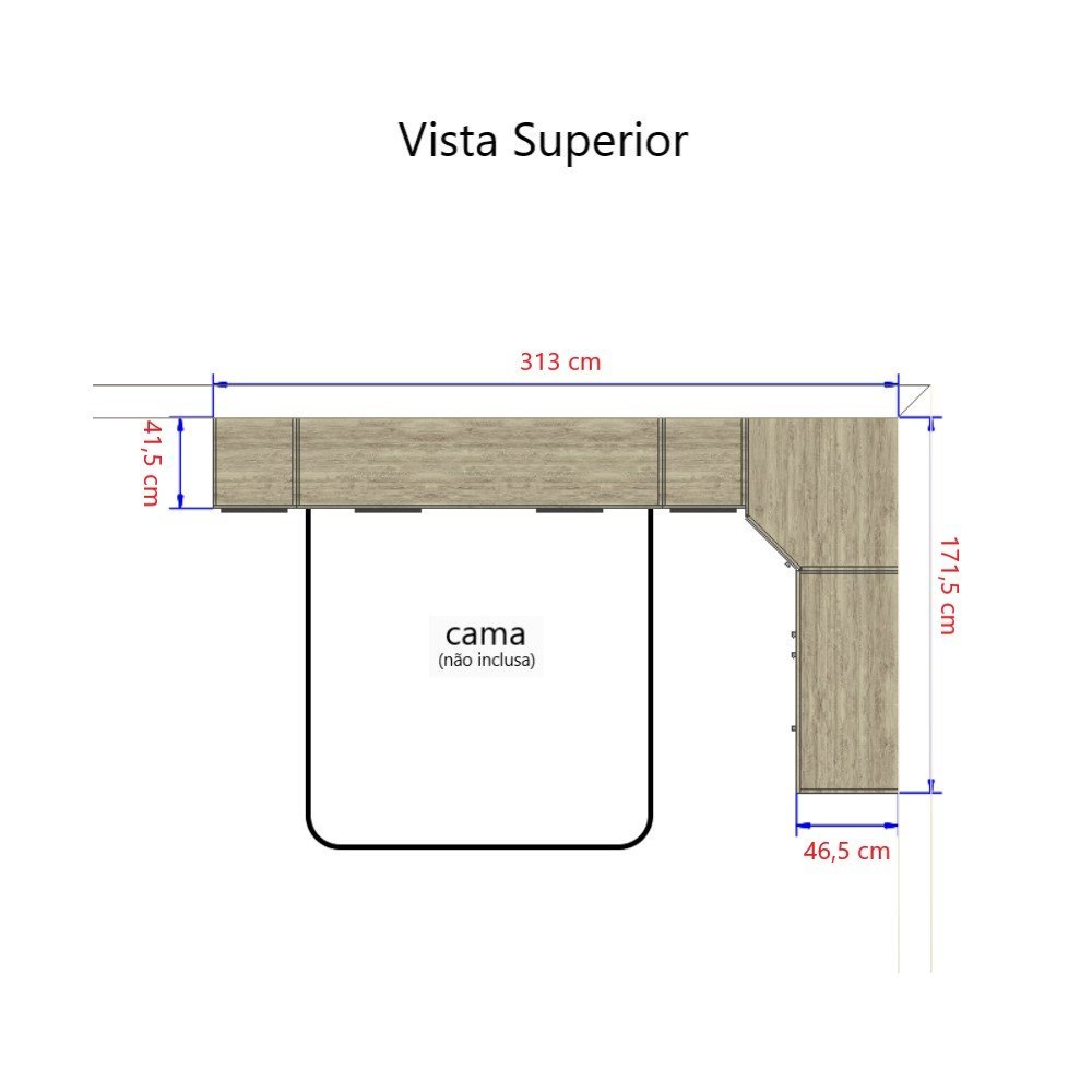 Guarda Roupa Dormitório Modulado Master Casal Queen 1,58 m Canto - Avelã e Ártico Rústico - Luciane  - 5