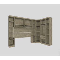 Guarda Roupa Dormitório Modulado Master Casal Queen 1,58 m Canto - Avelã e Ártico Rústico - Luciane  - 2