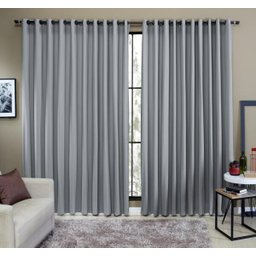 Cortina Tecido Rustico 4,00M x 2,60M Semi Blackout Cinza - 1