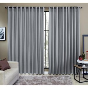 Cortina Tecido Rustico 4,00M x 2,60M Semi Blackout Cinza