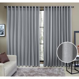 Cortina Tecido Rustico 4,00M x 2,60M Semi Blackout Cinza - 2