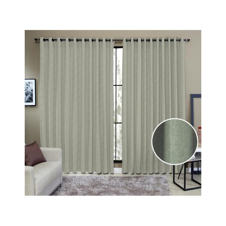Cortina Tecido Rustico 4,00M x 2,60M Semi Blackout Verde Oliva