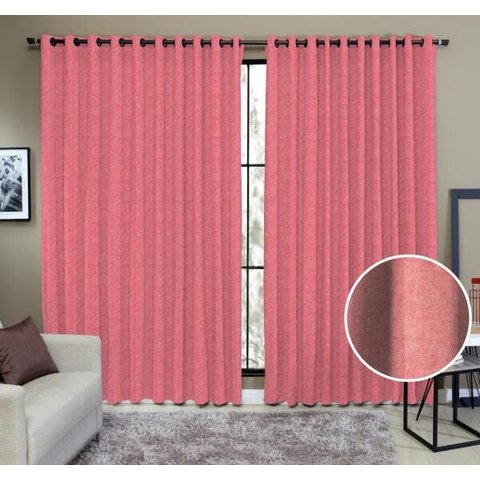Cortina Tecido Rustico 4,00M x 2,60M Semi Blackout Vermelha