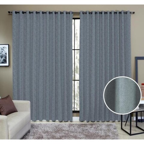 Cortina Tecido Rustico 6,00M x 2,50M Semi Blackout Azul