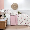 Ver imagem 4 de Kit Cobre Leito Colcha Celi Casal Padrão Dupla Face Micropercal 200 Fios 3 Peças Borboletas Rosê