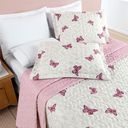 Ver imagem 3 de Kit Cobre Leito Colcha Celi Casal Padrão Dupla Face Micropercal 200 Fios 3 Peças Borboletas Rosê
