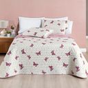 Ver imagem 1 de Kit Cobre Leito Colcha Celi Casal Padrão Dupla Face Micropercal 200 Fios 3 Peças Borboletas Rosê