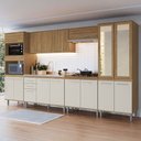 Ver imagem 1 de Armário de Cozinha Elóra com Balcão para Pia e Cooktop 16 Portas 2 Gavetas Naturalle/Cristalo - Pnr 