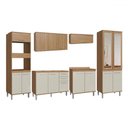 Ver imagem 2 de Armário de Cozinha Elóra com Balcão para Pia e Cooktop 16 Portas 2 Gavetas Naturalle/Cristalo - Pnr 