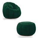 Ver imagem 1 de Poltrona Decorativa Orgânica Giratória com Puff Cloud Bouclê Verde E03 - D’Rossi
